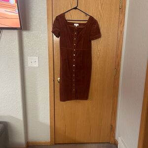 Bohme Rust Corduroy Midi Dress